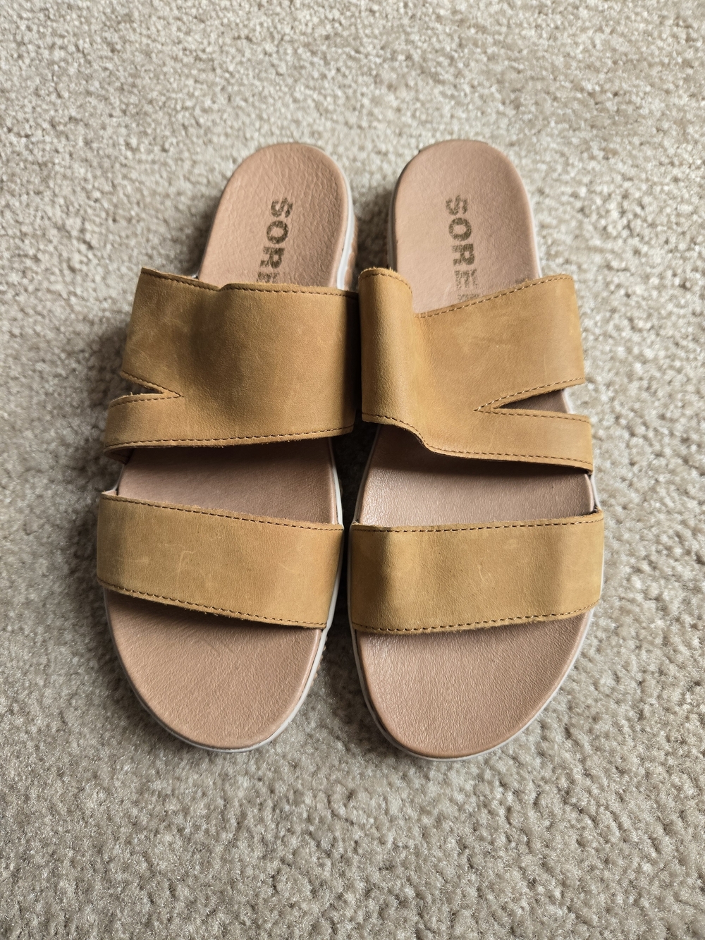 Sorel Women's Mustard Tan Double-Strap Slide Sandals